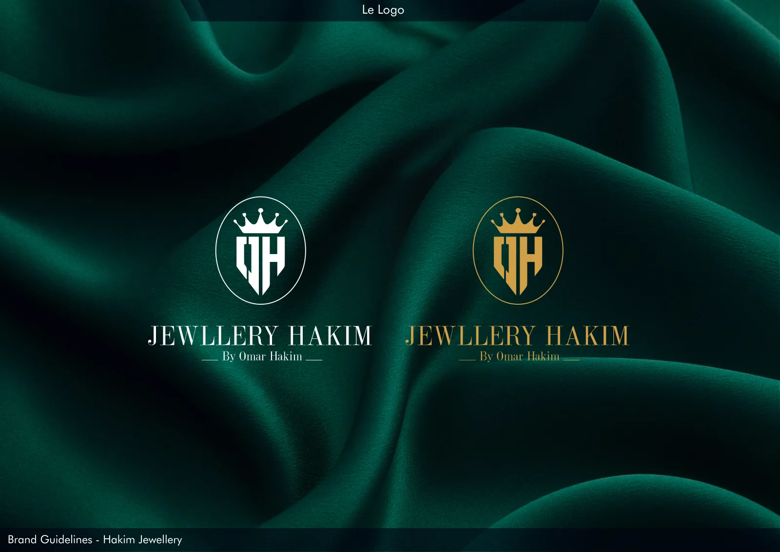 Logo Hakim en version claire et en version or sur fond vert
