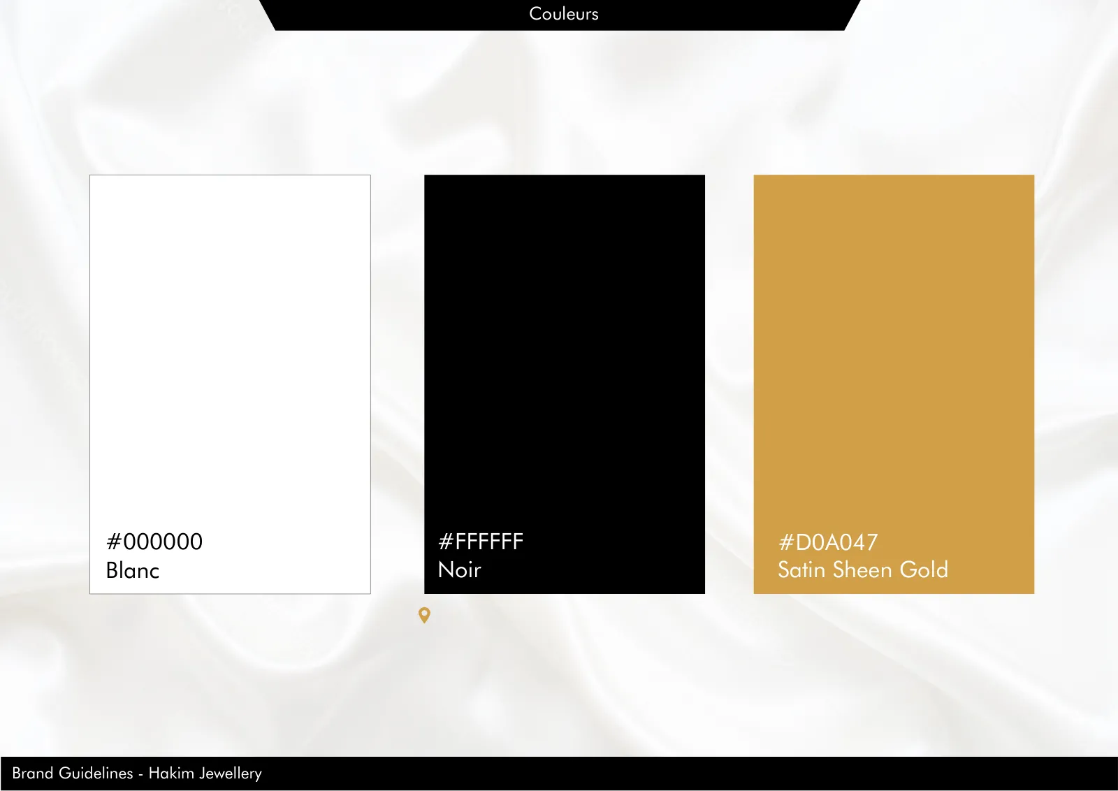 Couleurs de la charte Hakim : blanc, noir et or