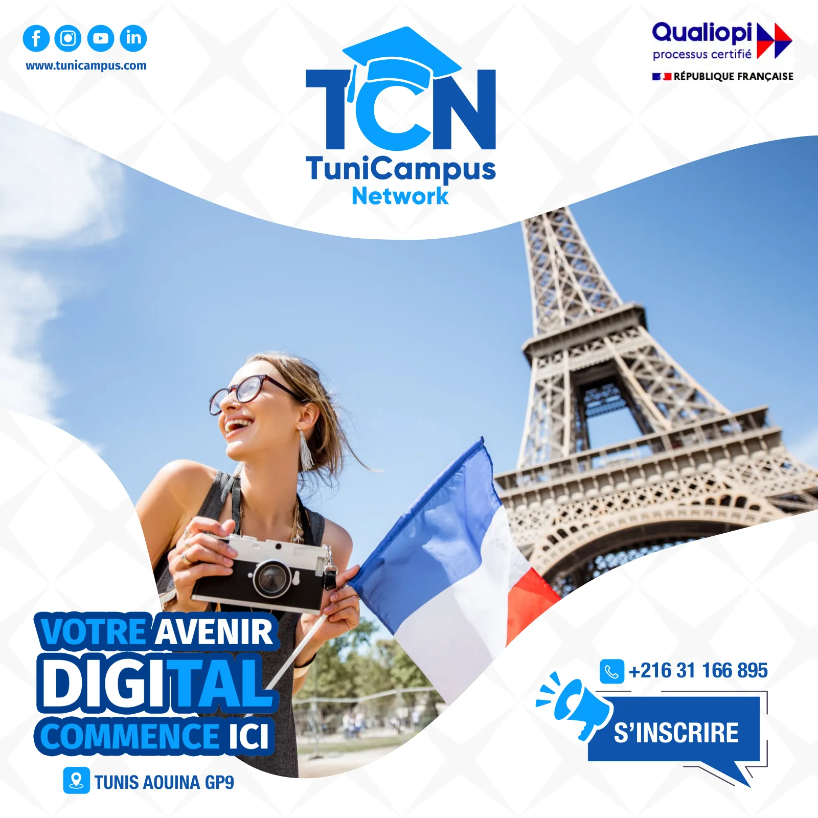 Affiche TuniCampus « Votre avenir digital commence ici »