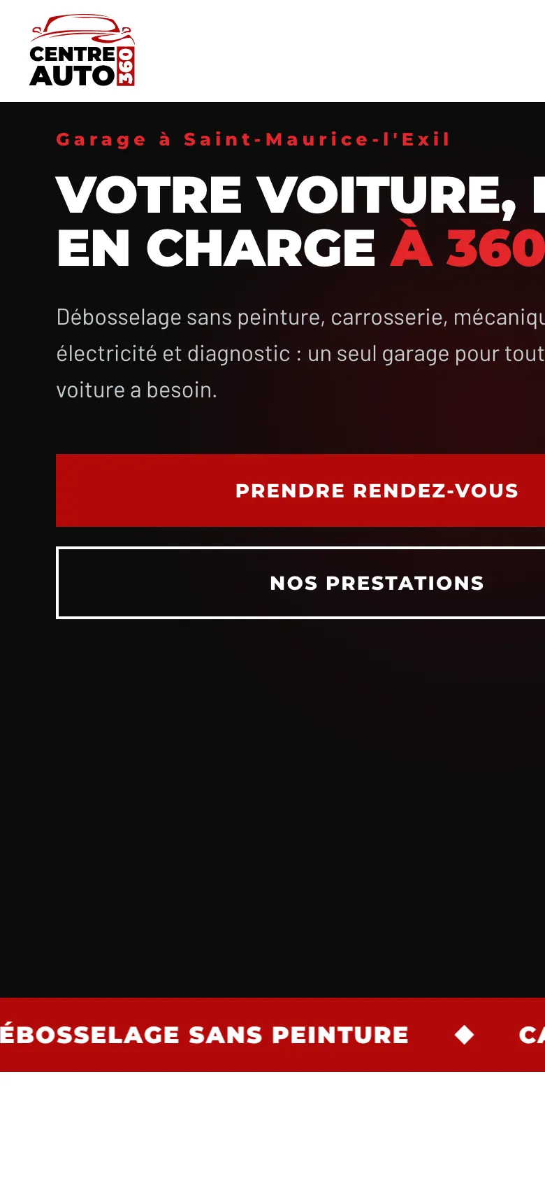 Site de Centre Auto 360 sur mobile