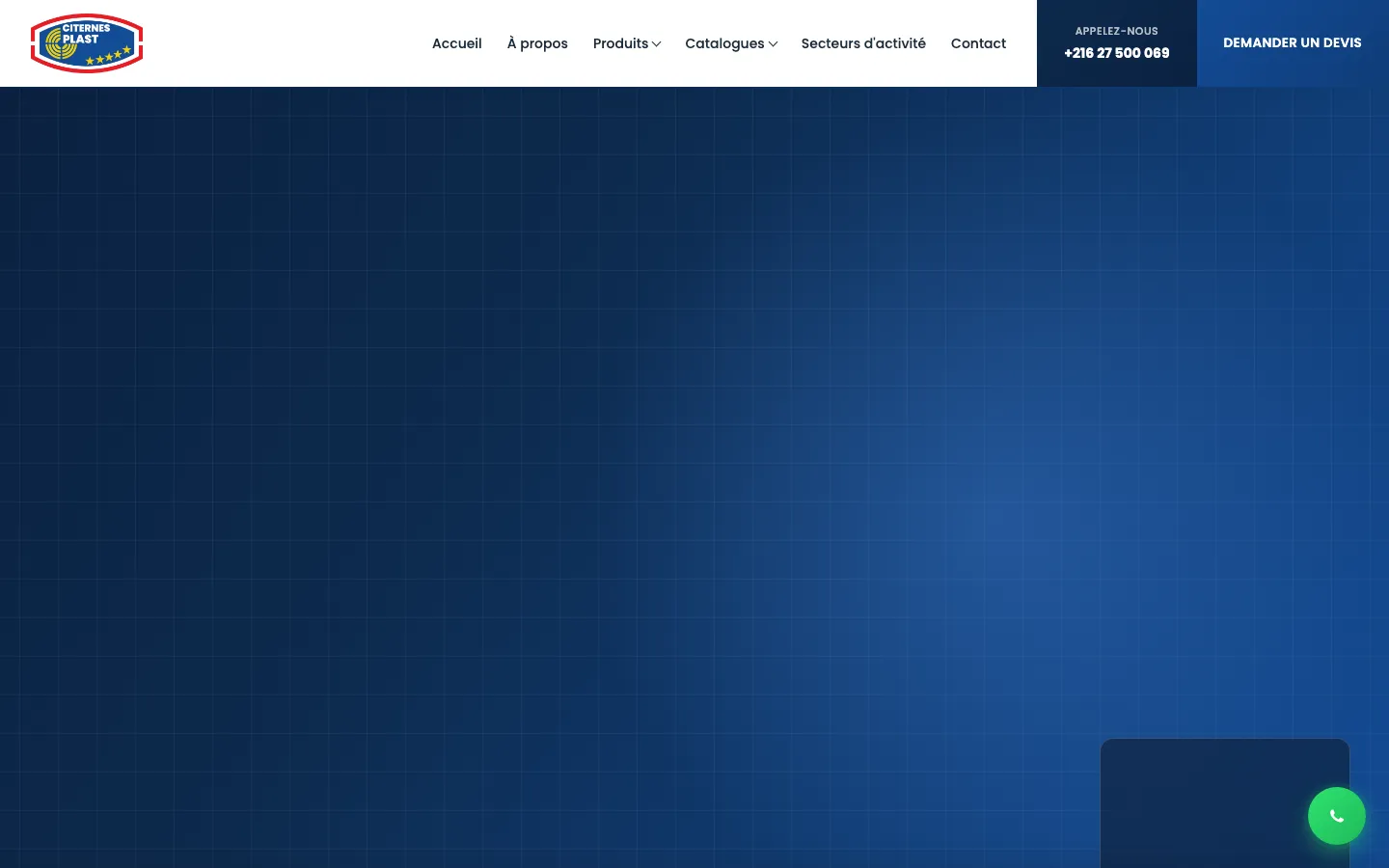 Page d’accueil du nouveau site de Citernes Plast
