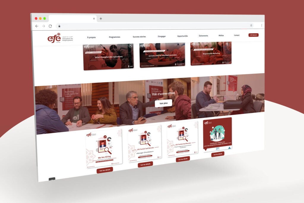 Site Web d’EFE Tunisie – Développement Web pour la Formation Professionnelle en Tunisie